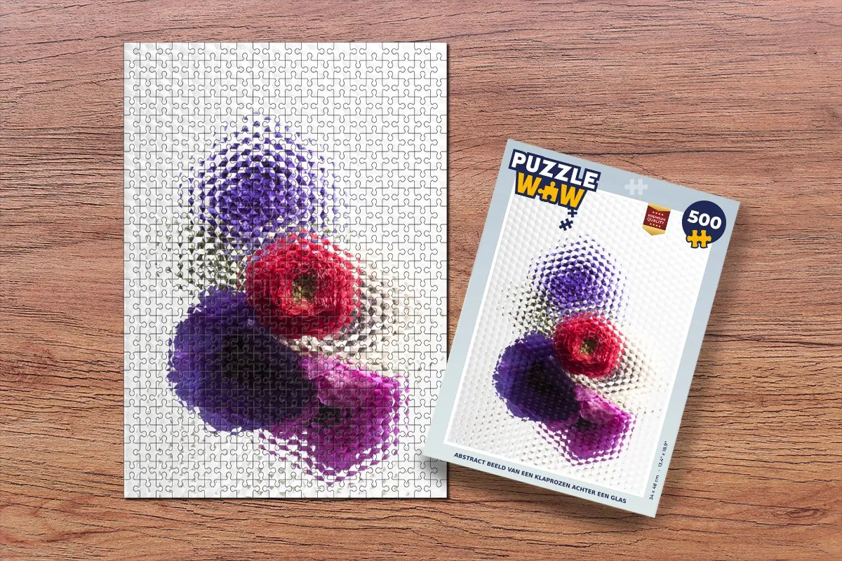 PuzzleWow Klaproos Glas Legpuzzel 500 Stuks - Multicolor