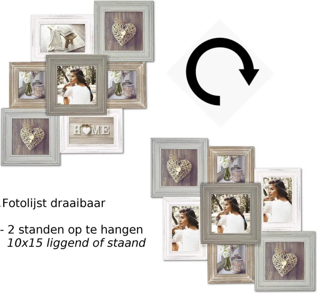 Zep Airolo Fotolijst TY381 - 7 Foto's 10x15cm Wit - afbeelding 5 van 6