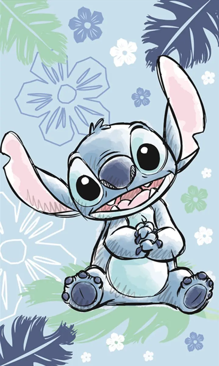Disney Lilo en Stitch Ohana Blauwe handdoek, gezichtshanddoek, handdoek 30x50cm