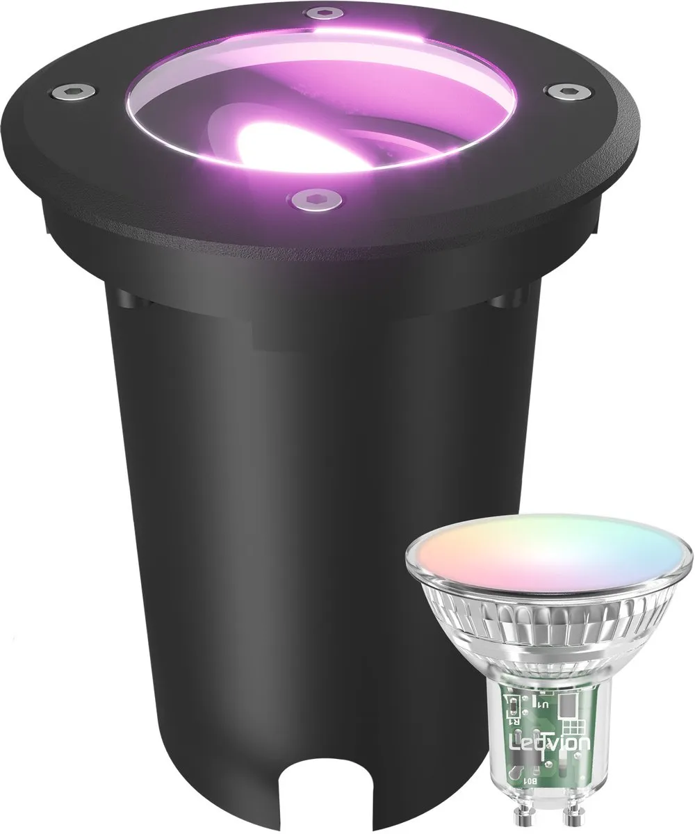 LEDVION Smart LED Grondspot 4,9W RGB+CCT - 1M Kabel - RVS