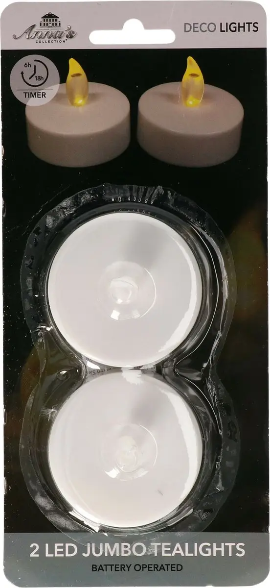 Anna's Collection LED Theelichtjes Jumbo 2 Stuks - Wit - afbeelding 2 van 4