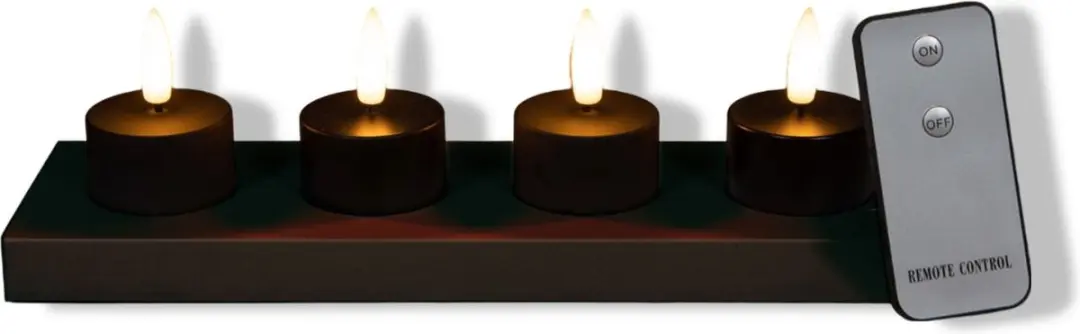 Anna's Collection Oplaadbare LED theelichtjes 4 Stuks - Zwart - afbeelding 3 van 4