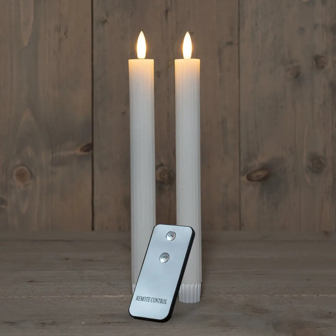 Anna's Collection LED Dinerkaarsen 23cm - 2 Stuks - Wit - afbeelding 2 van 6