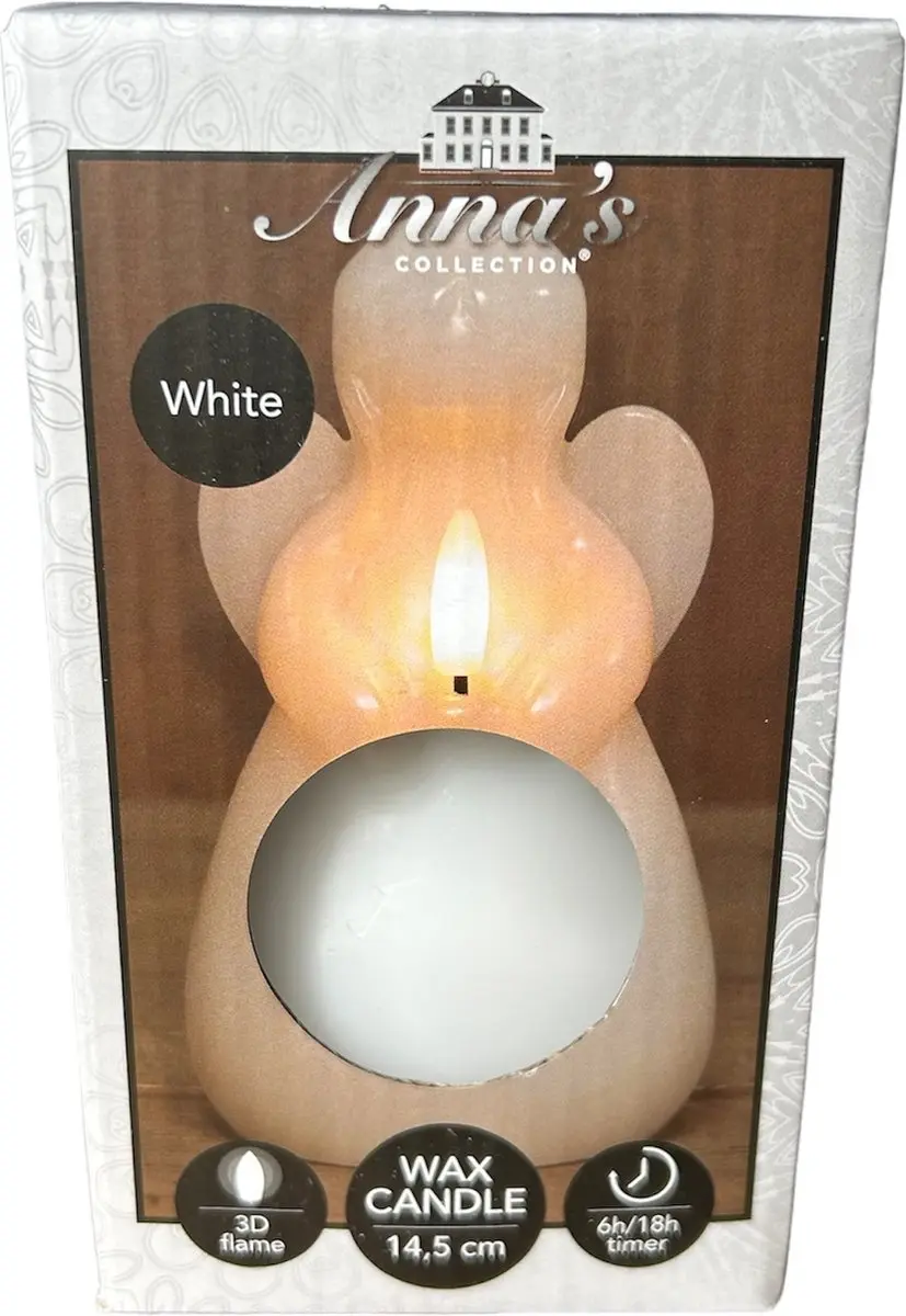 Anna's Collection LED Engel Kaars Wit 14x8cm - afbeelding 3 van 5