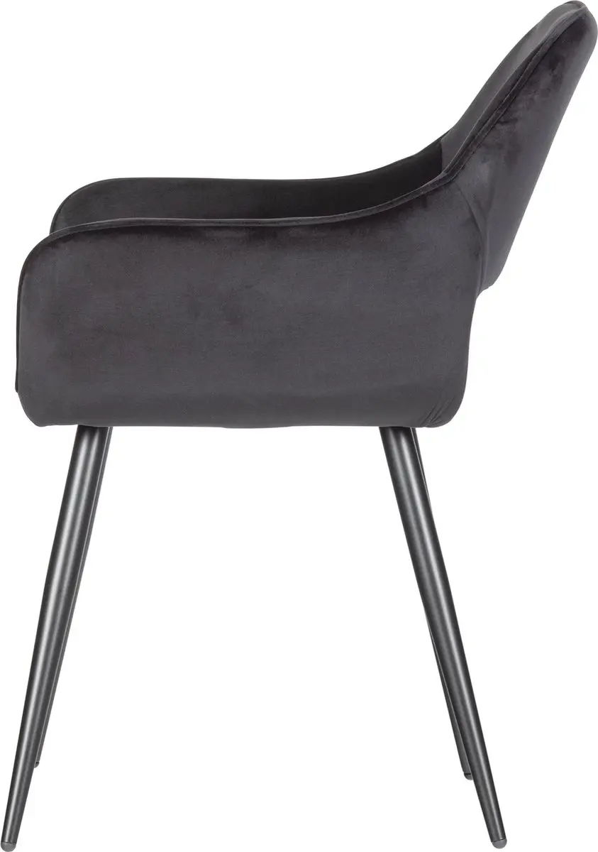 WOOOD Jelle Stoel Velvet - Zwart - Set van 2 - afbeelding 3 van 6