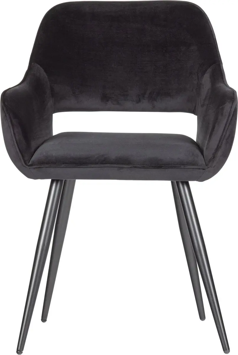 WOOOD Jelle Stoel Velvet - Zwart - Set van 2 - afbeelding 6 van 6