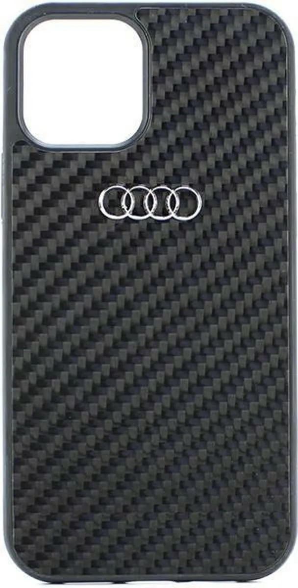 Audi Carbon Fiber Back Case - Geschikt voor Apple iPhone 11/XR (6.1") - Zwart