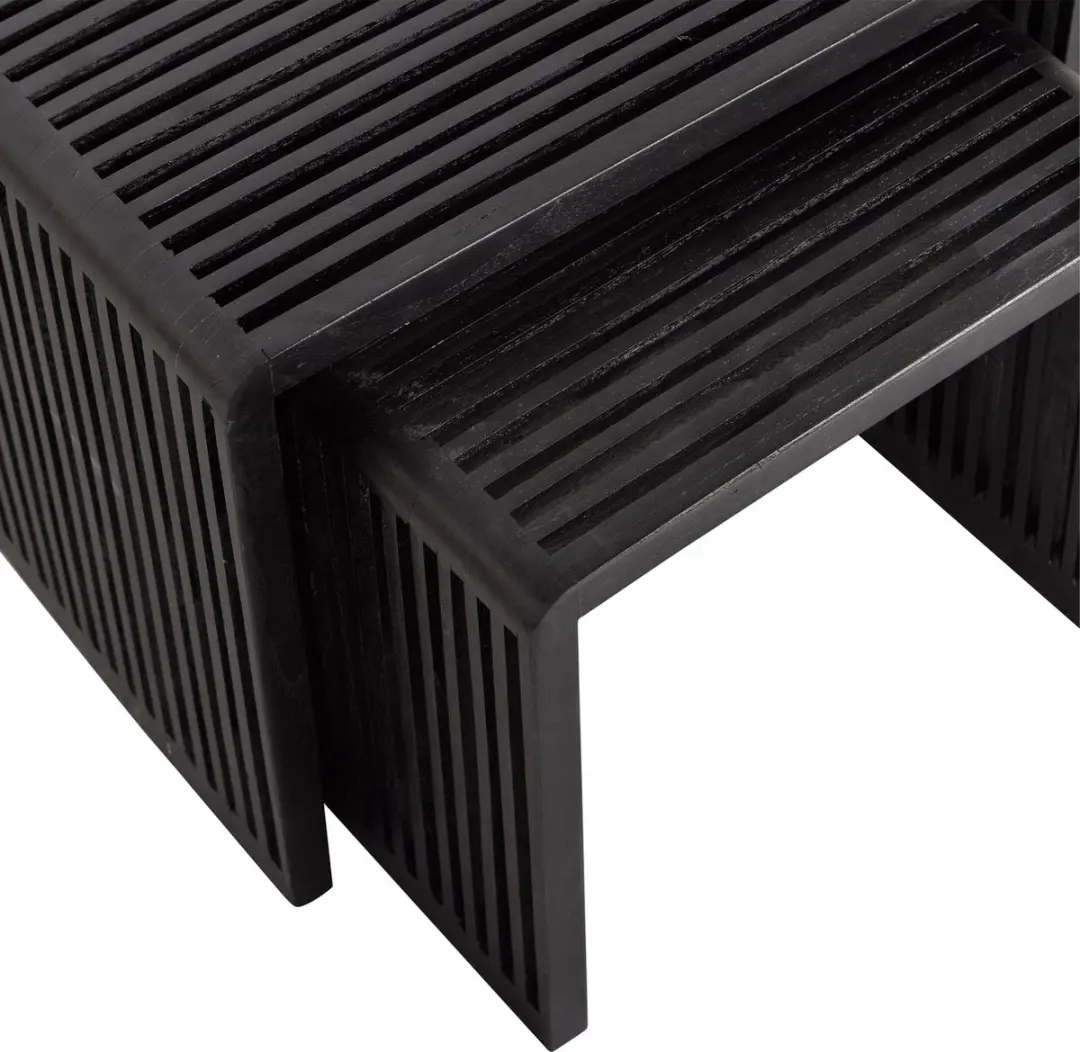 WOOOD Willa Bijzettafels Set van 2 - Teak Zwart - afbeelding 4 van 6