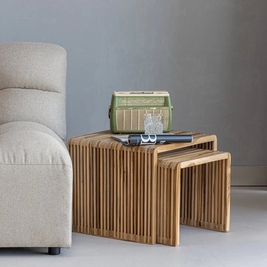 WOOOD Jasmijn Bijzettafels Set van 2 - Recycled Teak - afbeelding 2 van 6