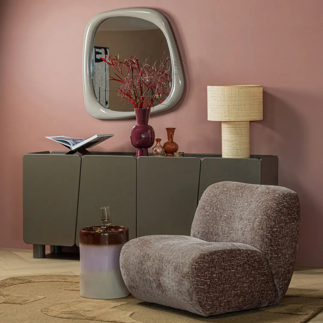 WOOOD Ollo Bijzettafel Ø35cm Keramiek Roze/Bruin - afbeelding 2 van 5