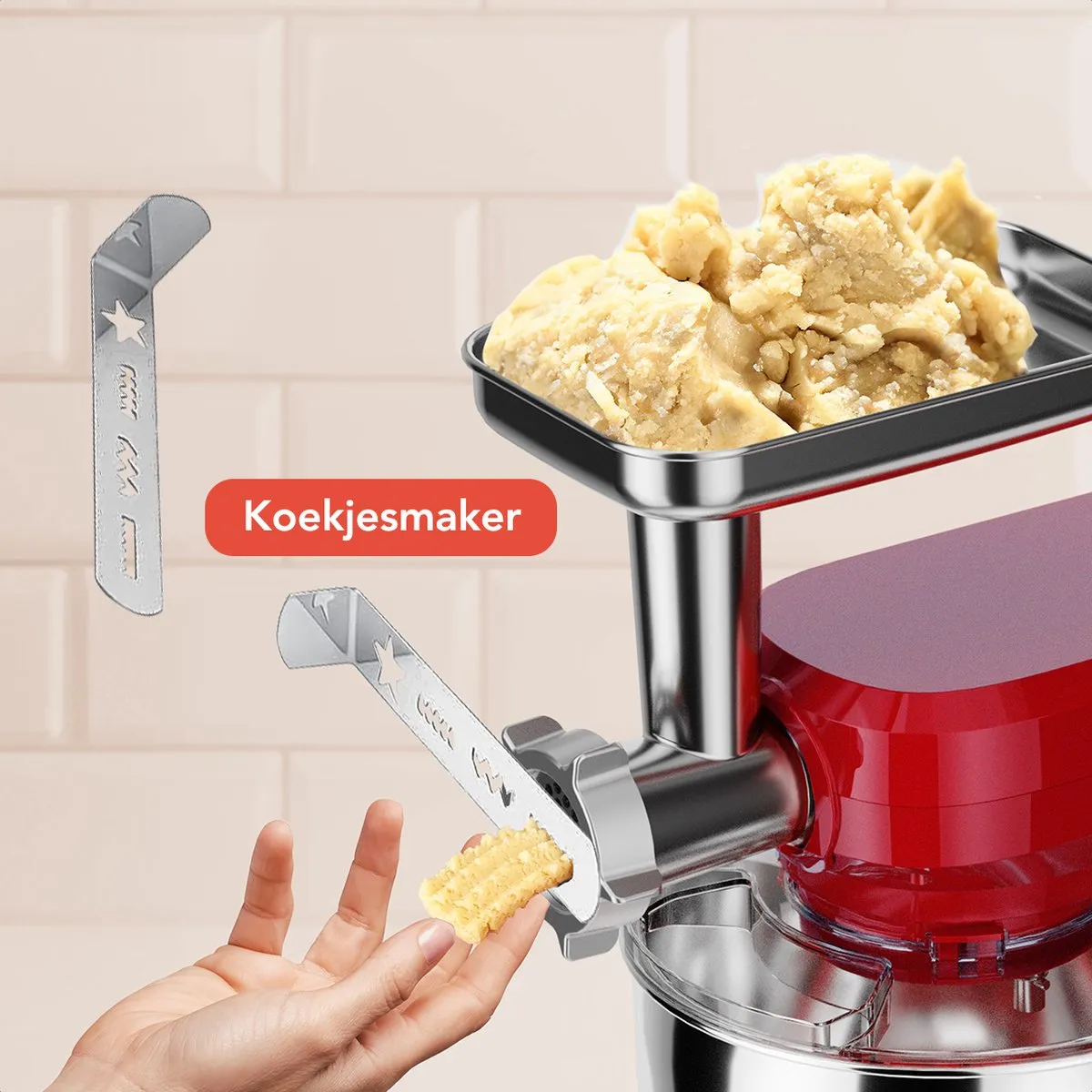 KitchenBrothers Keukenmachine 6-in-1 1500W - 7 Snelheden - Rood