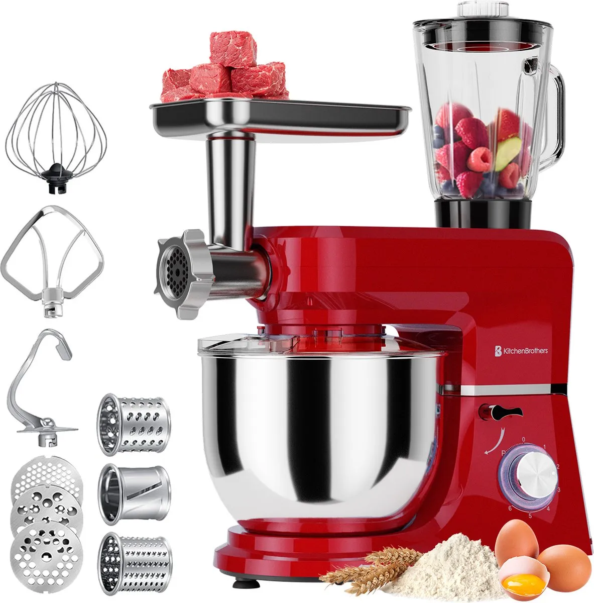 KitchenBrothers Keukenmachine 6-in-1 1500W