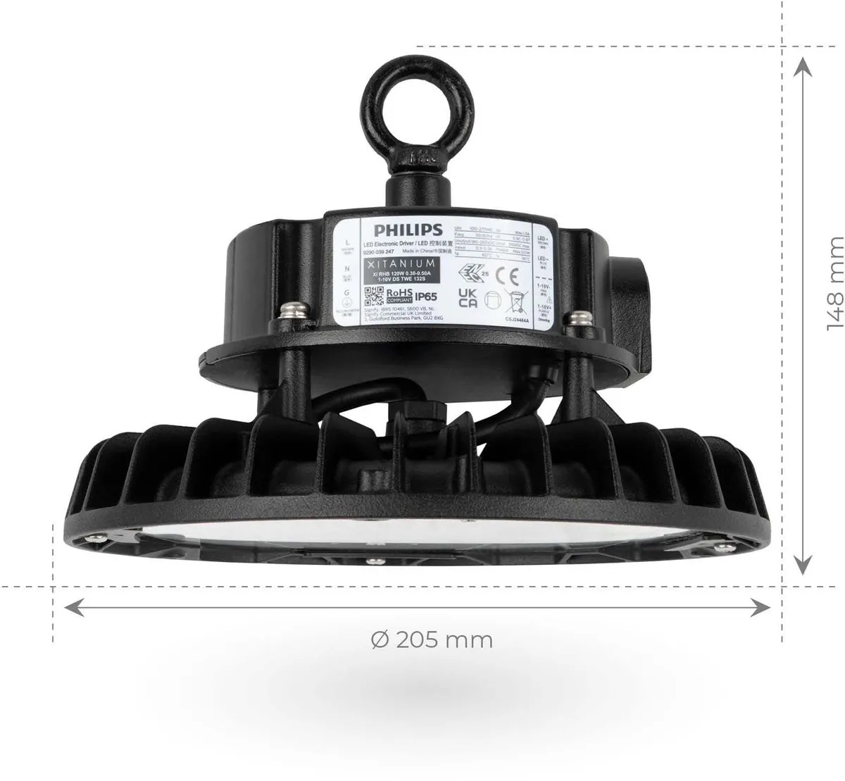Ledvion LED High Bay 100W Driver 17.500Lm - 175lm/W - 6500K - IP65 - Zwart