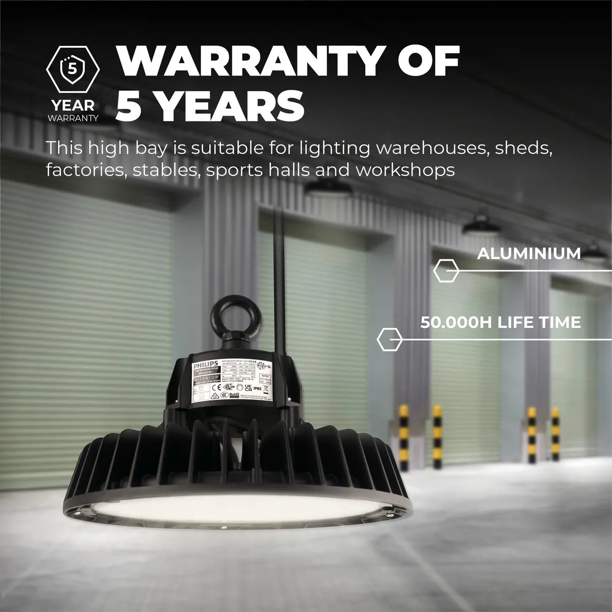 Ledvion LED High Bay 100W Driver 17.500Lm - 175lm/W - 6500K - IP65 - Zwart