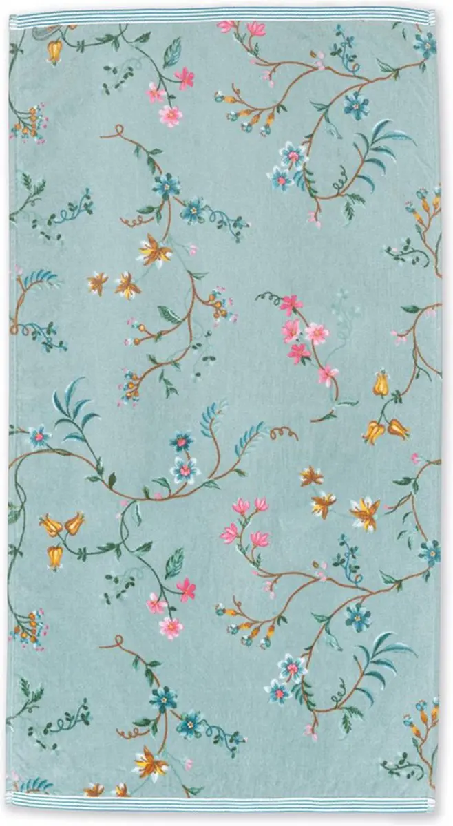 Pip Studio Les Fleurs Handdoek 55x100cm - Blauw - afbeelding 3 van 5