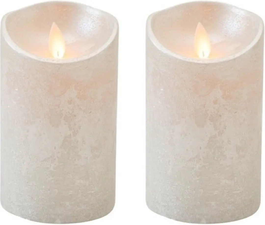 2x Zilveren LED kaarsen / stompkaarsen 12,5 cm