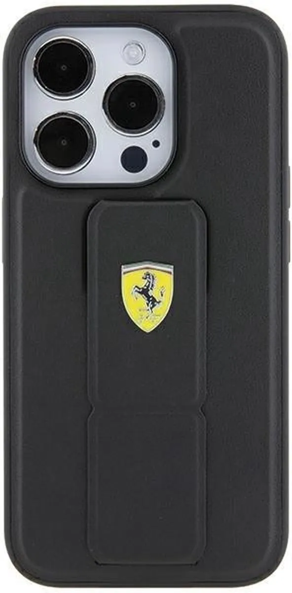 Ferrari Grip Stand Back Case - iPhone 15 - Zwart