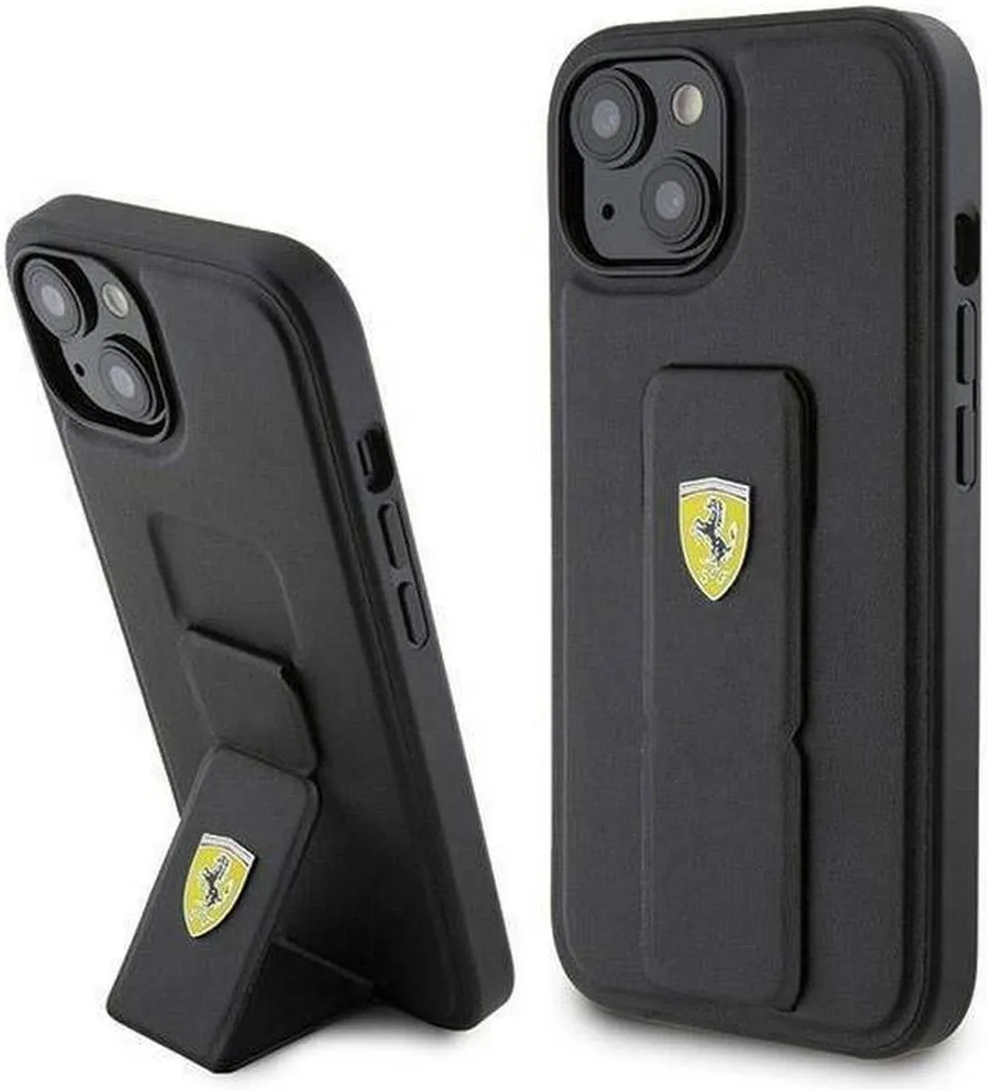 Ferrari Grip Stand Back Case - iPhone 15 - Zwart