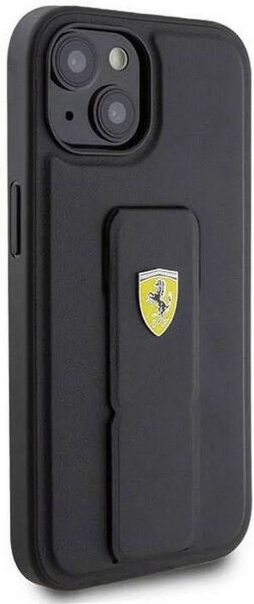 Ferrari Grip Stand Back Case - iPhone 15 - Zwart