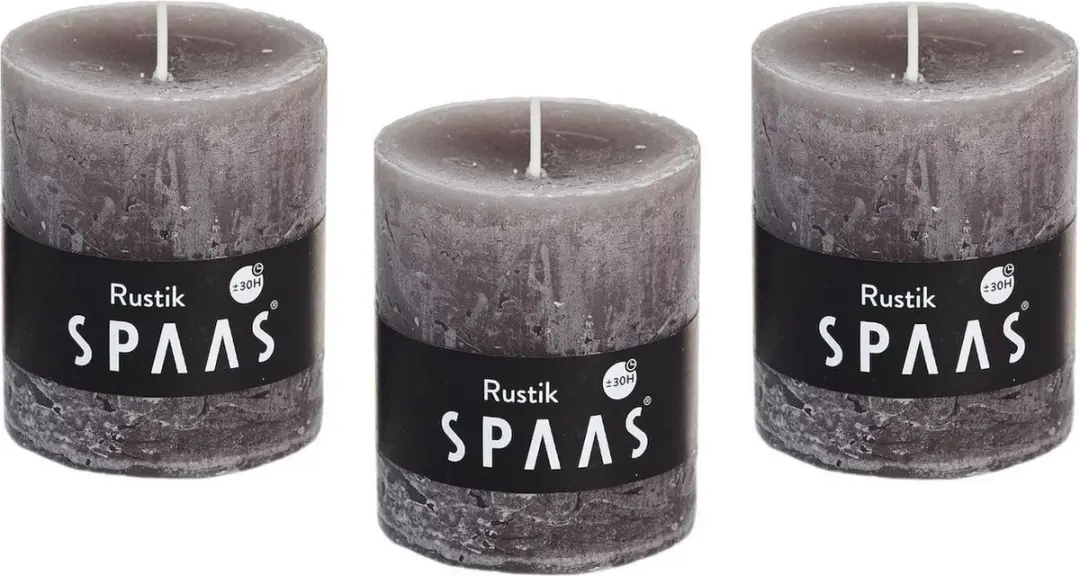 10x stuks taupe bruine rustieke cilinderkaars/stompkaars 7 x 8 cm 30 branduren