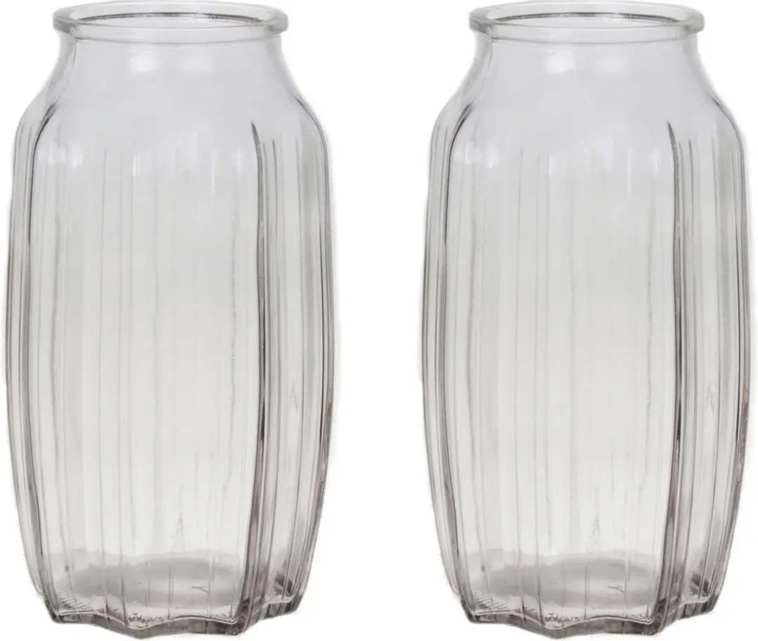 Bellatio Design Bloemenvaas - 2x - helder transparant glas - D12 x H22 cm - vaas