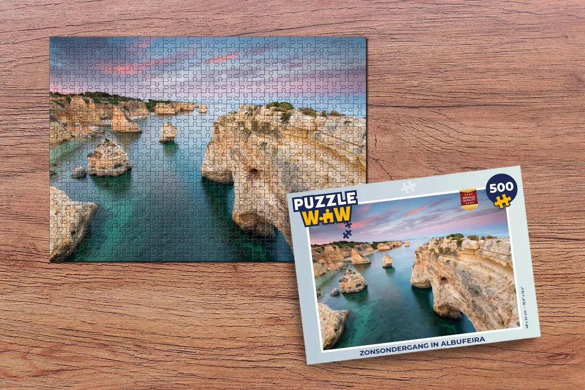 PuzzleWow Zonsondergang in Albufeira Legpuzzel 500 Stuks - Multicolor