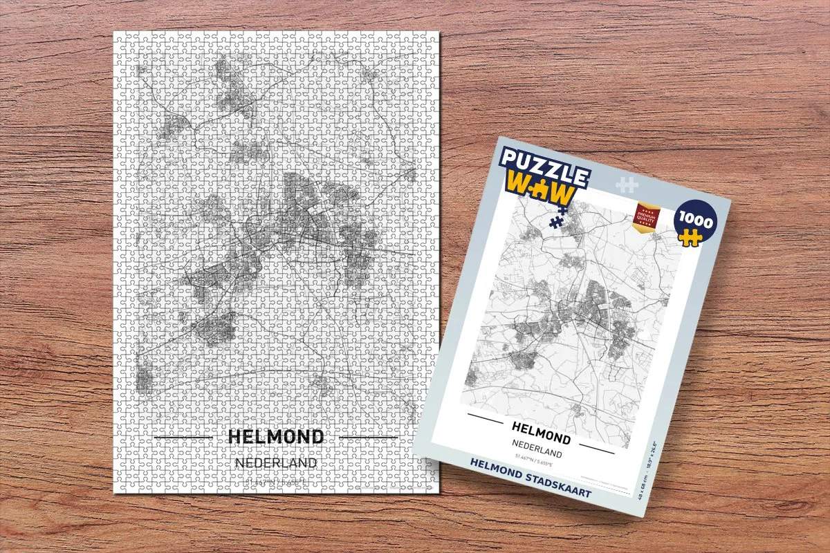 PuzzleWow Helmond Stadskaart Legpuzzel 1000 Stuks - Multicolor