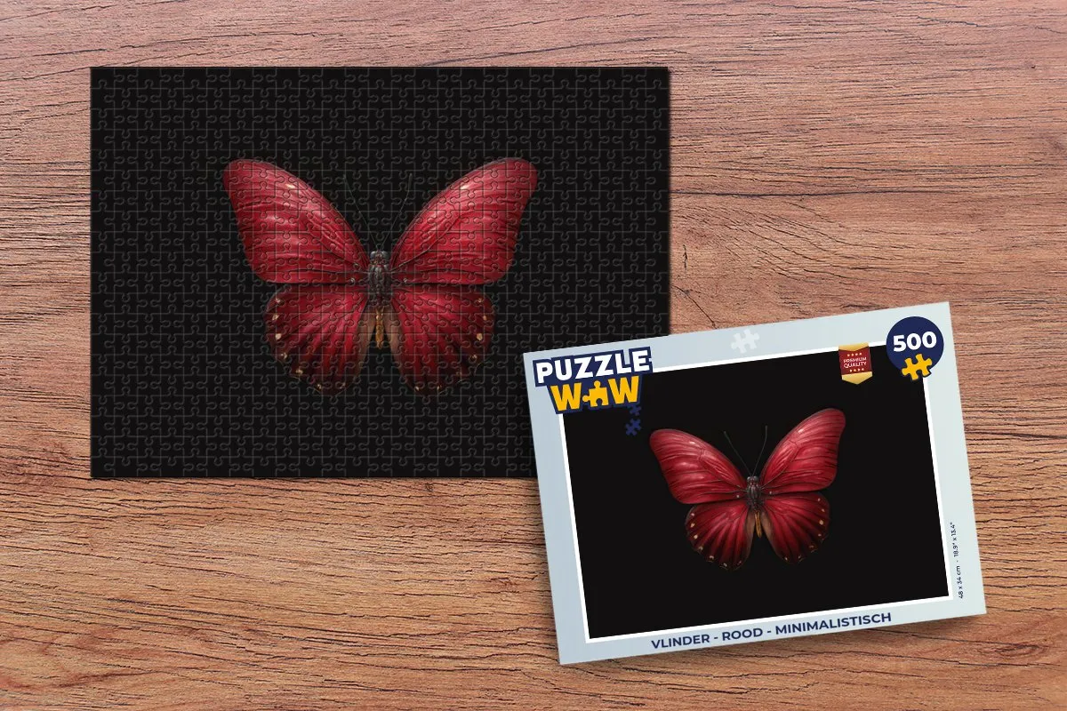 PuzzleWow Vlinder Legpuzzel 500 Stuks - Rood
