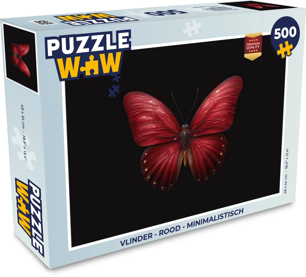 PuzzleWow Vlinder Legpuzzel 500 Stuks - Rood