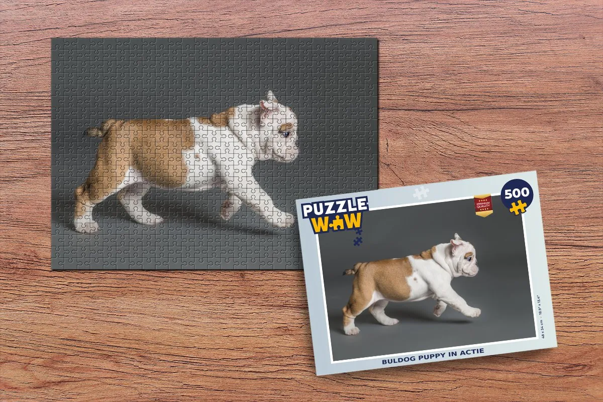 PuzzleWow Bulldog Puppy Legpuzzel 500 Stuks - Multicolor