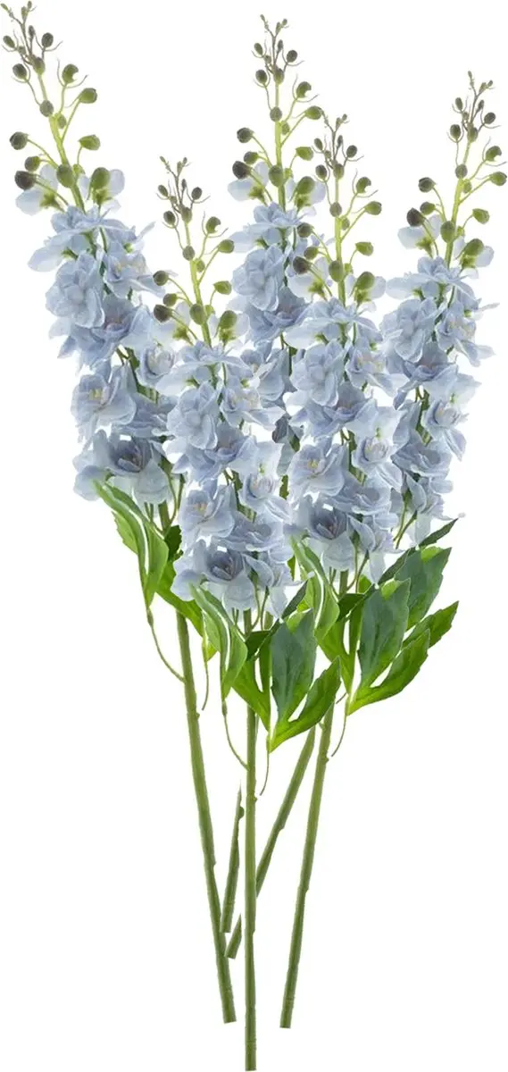 Bellatio Design Kunstbloem bloesemtak ridderspoor - 5x - 87 cm - licht blauw - kunst zijdebloemen