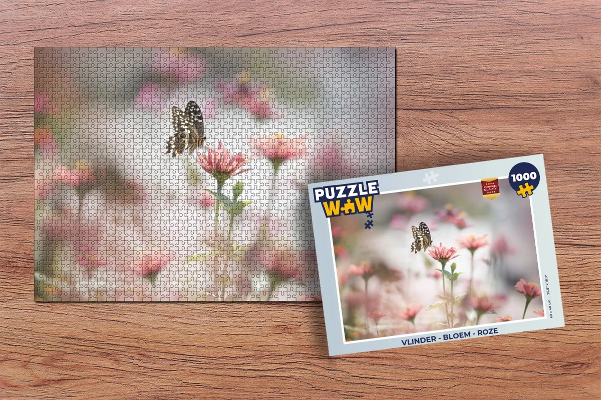 PuzzleWow Vlinder Bloem Legpuzzel 1000 Stuks - Multicolor