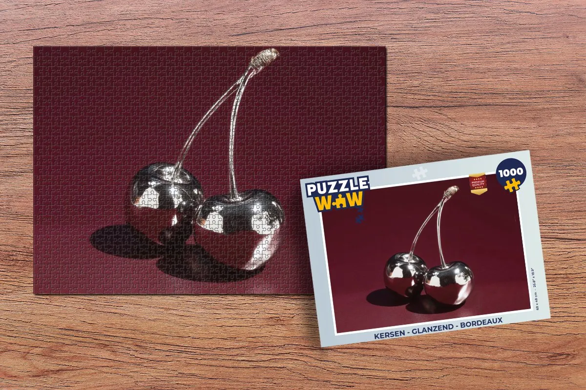PuzzleWow Kersen Glanzend Legpuzzel 1000 Stuks - Bordeaux