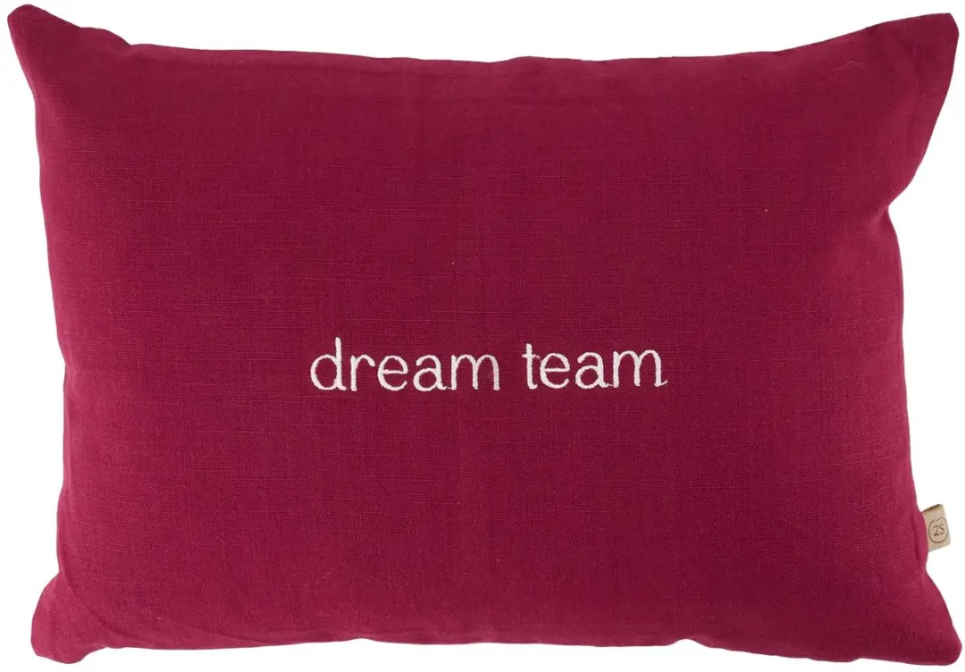 Zusss Cushion Dream Team 35X25cm 100% Katoen Dark Red / Peper And Salt