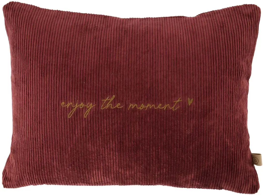 Zusss Cushion Enjoy The Moment 35X25cm 100% Katoen Dark Red