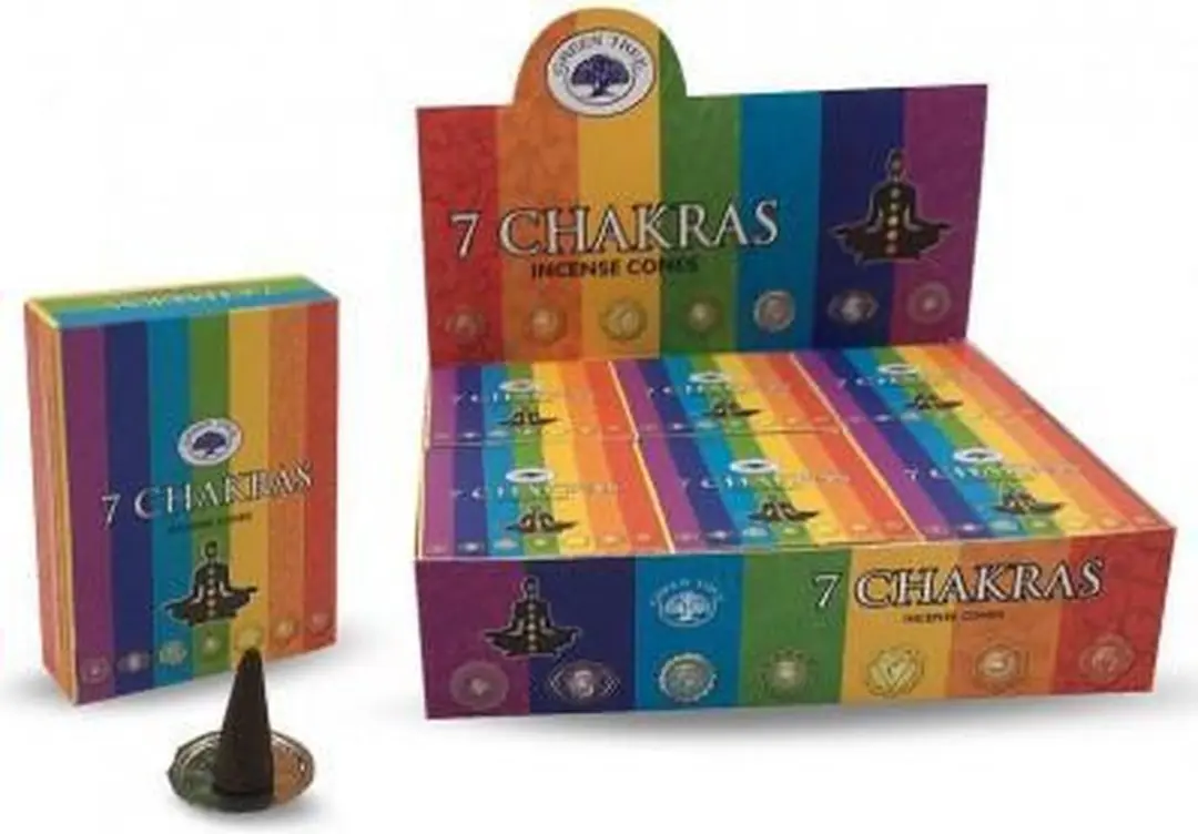 Green Tree Kegelwierook 7 Chakra - 10 Stuks - afbeelding 2 van 2