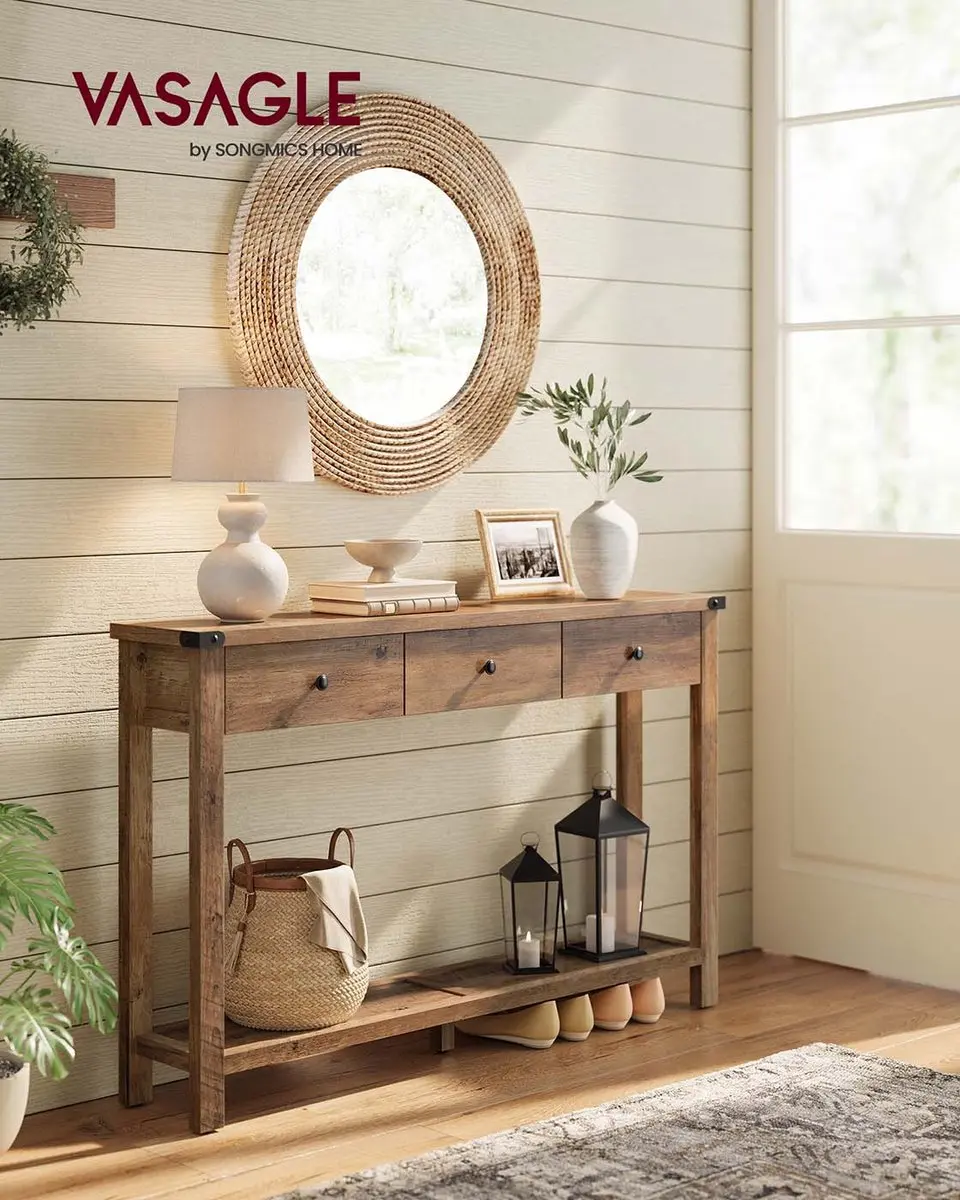Songmics Consoletafel 120cm Honingbruin - afbeelding 2 van 6