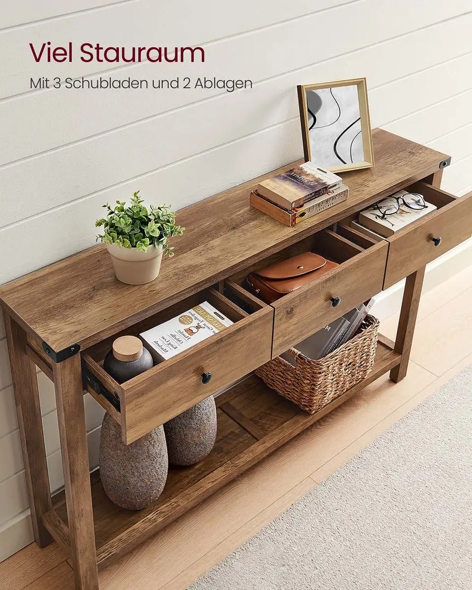 Songmics Consoletafel 120cm Honingbruin - afbeelding 3 van 6