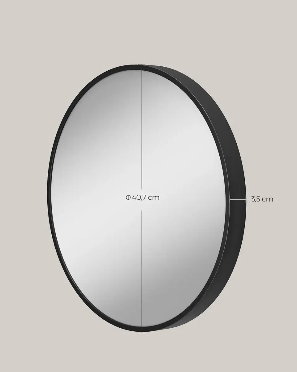 Songmics LWM104B01 Wandspiegel Ø40,7cm - Inktzwart - afbeelding 5 van 6
