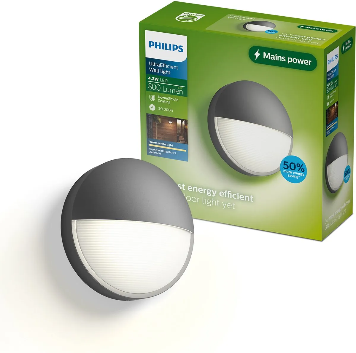 Philips Capricorn Wandlamp Antraciet - IP44