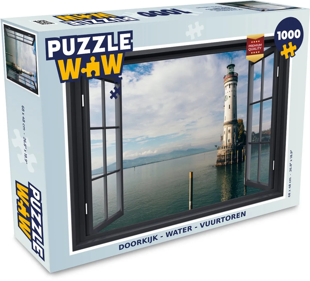 PuzzleWow Doorkijk Water Vuurtoren Legpuzzel 1000 Stuks - Multicolor