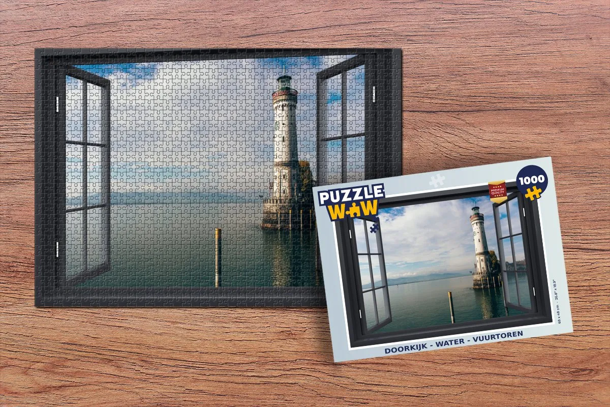 PuzzleWow Doorkijk Water Vuurtoren Legpuzzel 1000 Stuks - Multicolor
