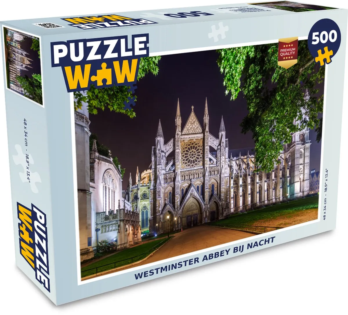PuzzleWow Westminster Abbey bij nacht Legpuzzel 500 Stuks
