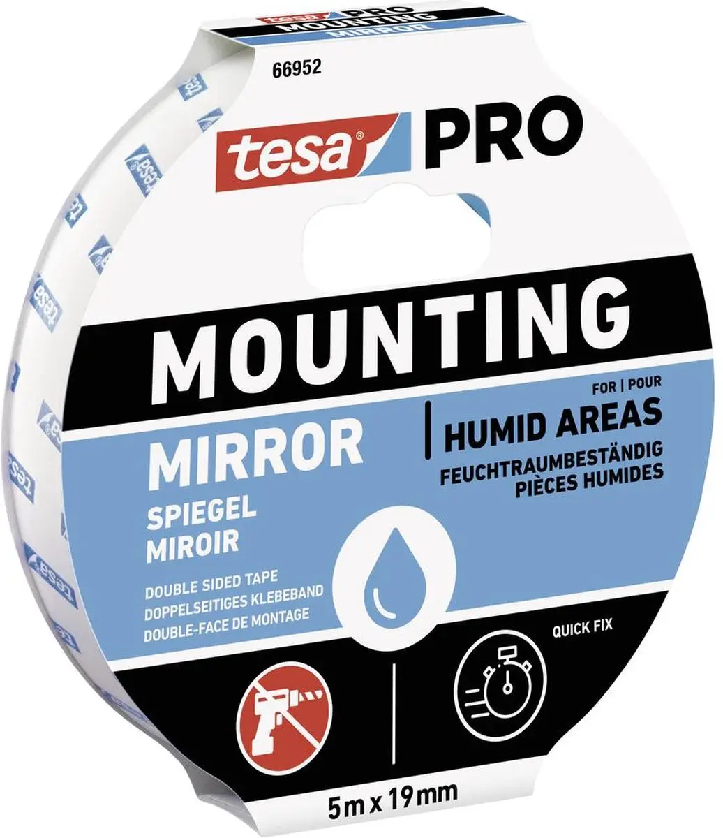 Tesa Mounting PRO 66952 Spiegelmontagetape Wit 5m x 19mm - afbeelding 2 van 4
