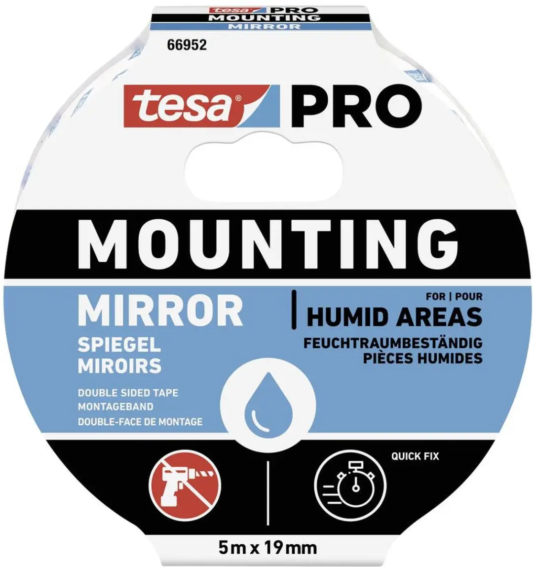 Tesa Mounting PRO 66952 Spiegelmontagetape Wit 5m x 19mm