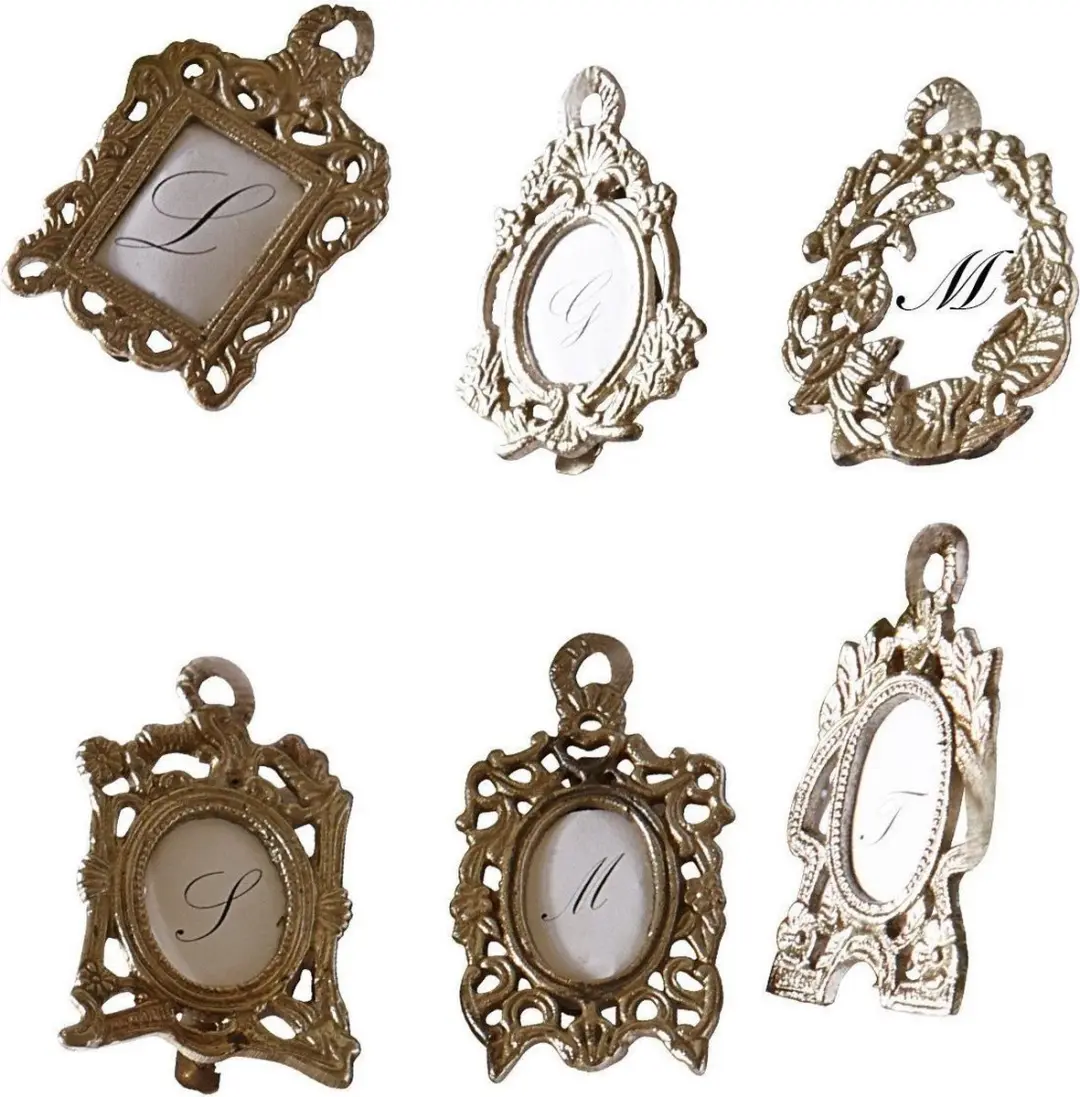 Loberon Maidallion Fotolijstje set van 6 - 4x1,5cm - Antiekzilver - afbeelding 3 van 6