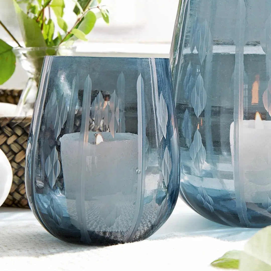 Loberon Windlicht Set 2 Stuks Danisar Blauw - afbeelding 3 van 6