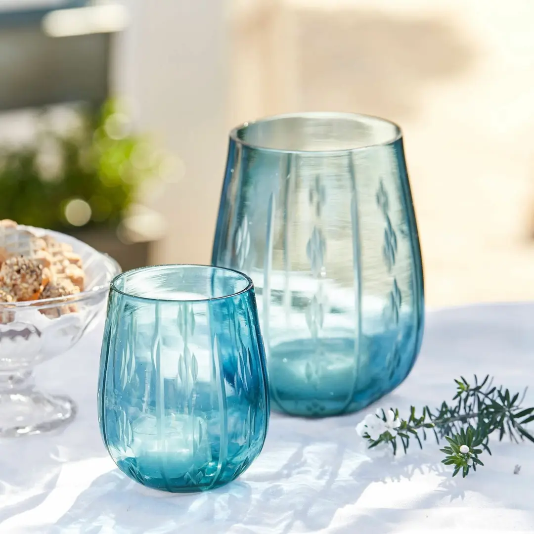Loberon Windlicht Set 2 Stuks Danisar Blauw - afbeelding 2 van 6