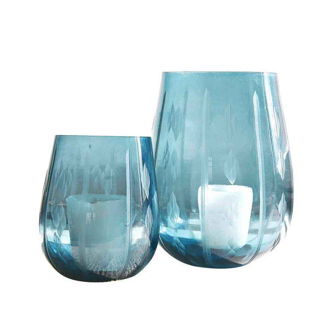 Loberon Windlicht Set 2 Stuks Danisar Blauw - afbeelding 5 van 6