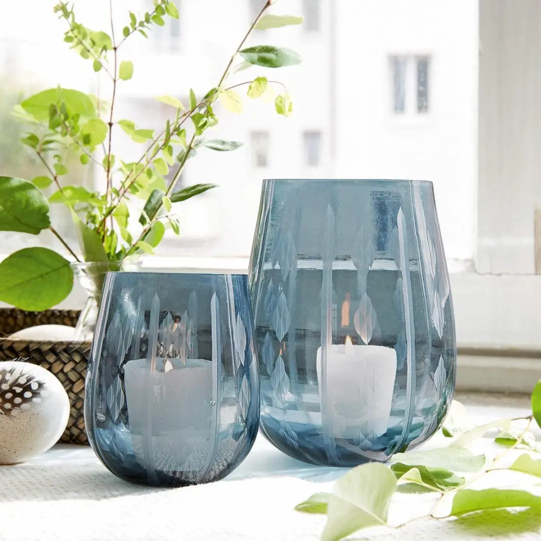 Loberon Windlicht Set 2 Stuks Danisar Blauw